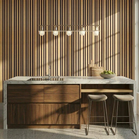 decorative sound absorbing slatted panels oak uk

