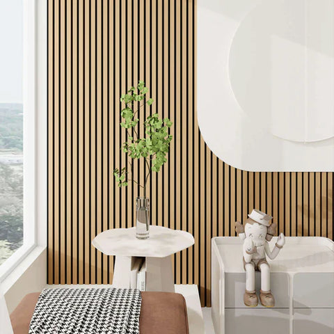 oak acoustic slatted wall panels prime furnishing

