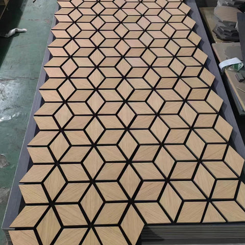 Natural oak acoustic blocks wall panel 240x60cm UK

