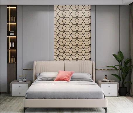 Sound absorbing oak HDF block wall panel feature wall

