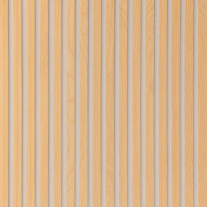 Premium oak wood acoustic slat wall panel with grey felt backing

