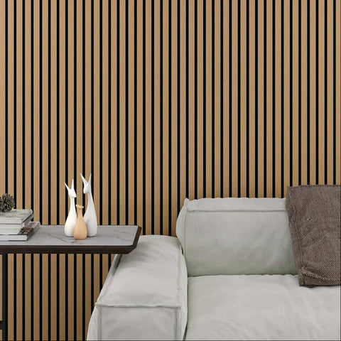 Natural oak feature acoustic wall panel interior décor

