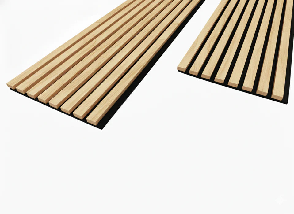 Premium real oak wood veneer acoustic slatted wall panel feature wall

