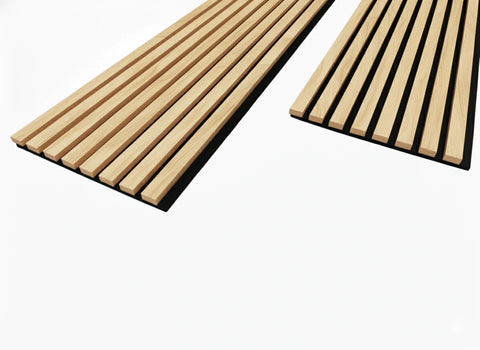 Premium real oak wood veneer acoustic slatted wall panel feature wall

