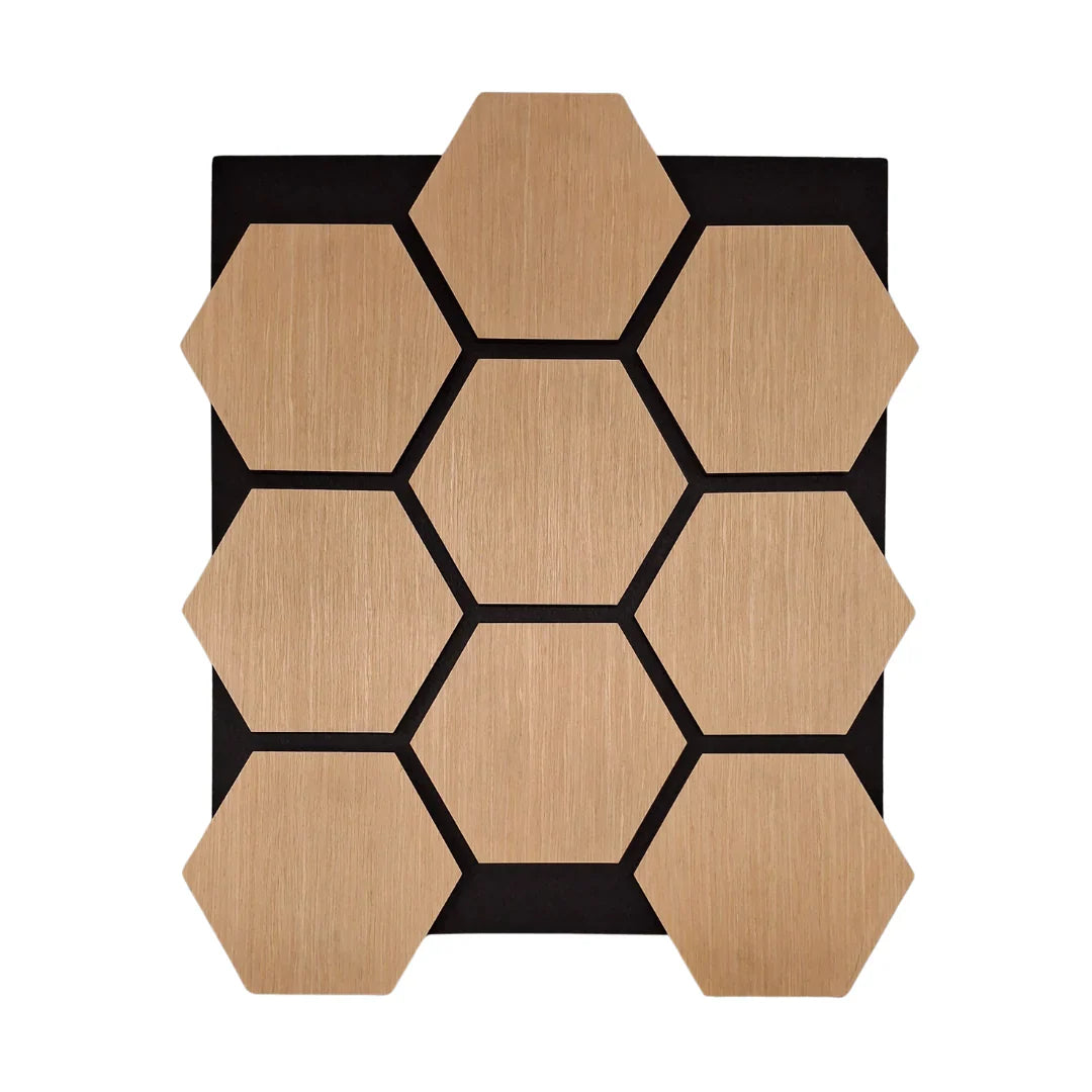 Oak hexagon acoustic wall panels pack of 4 65.5x80cm UK

