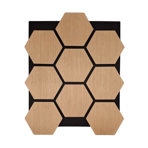Oak hexagon acoustic wall panels pack of 4 65.5x80cm UK

