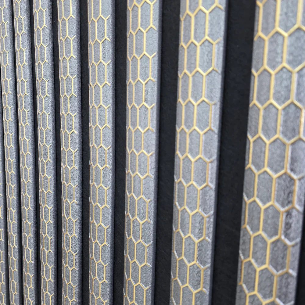 Premium quartz print acoustic grey wall panel 240x60cm UK

