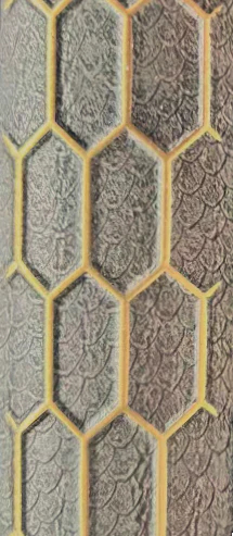 Acoustic wall panel brown with luxury 3D gold line design

