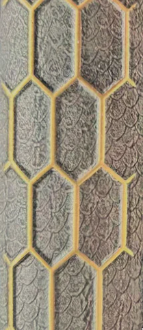 Acoustic wall panel brown with luxury 3D gold line design

