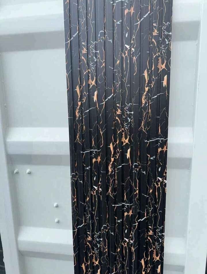 Luxury black marble and gold vein slatted wall panels decorative interior cladding

