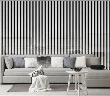 Shiny Silver Acoustic Slatted Wall Panel 240 × 60 cm – Modern Sound-Absorbing Feature Wall | PRIME FURNISHING UK