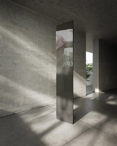Shiny Silver Acoustic Slatted Wall Panel 240 × 60 cm – Modern Sound-Absorbing Feature Wall | PRIME FURNISHING UK