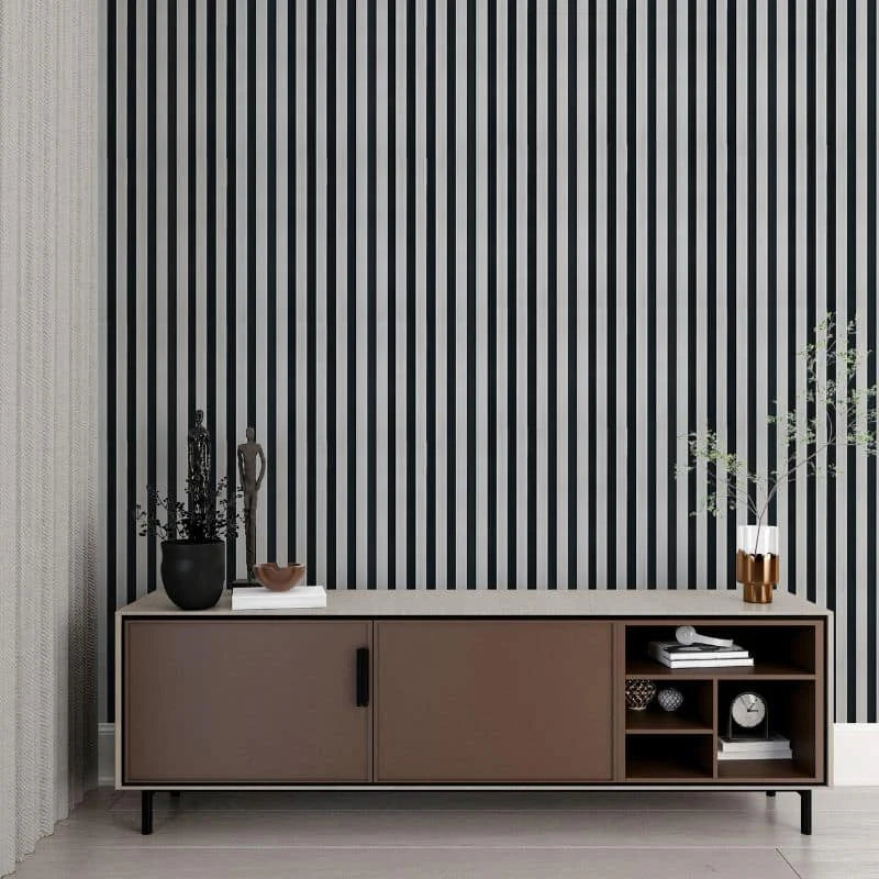 Silver & Black Slatted Wall Panels