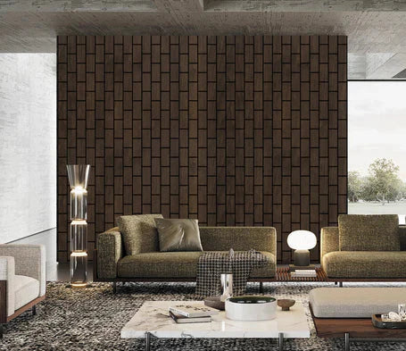 Walnut acoustic brick wall panel 60×240 cm UK

