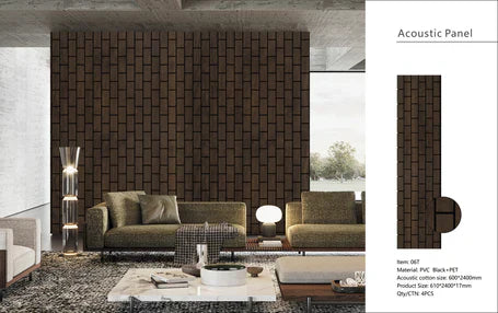 Sound-absorbing walnut brick wall panel interior décor

