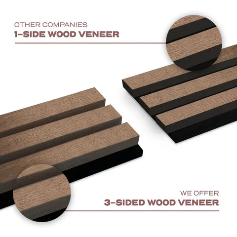 Walnut acoustic slatted wall panel easy install Prime Furnishing UK

