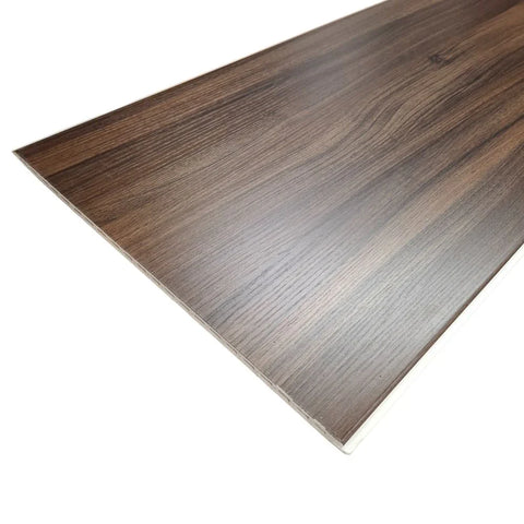 Walnut WPC flat wall panels with smooth wood-effect finish for modern UK interior feature walls

