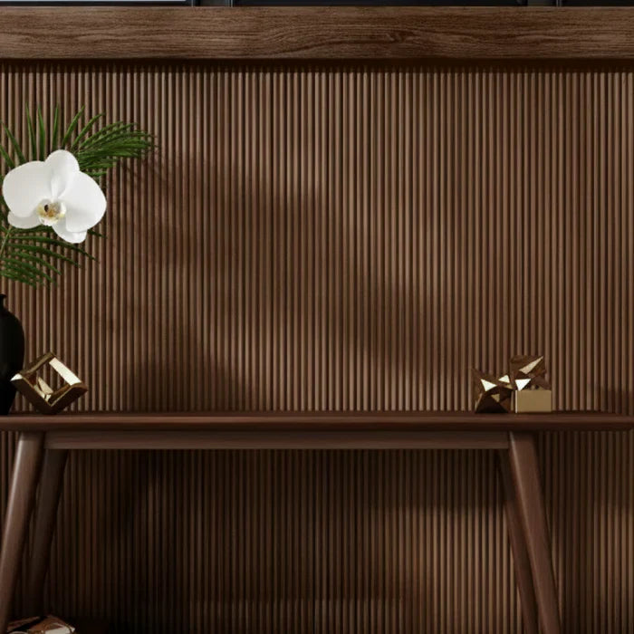 Flexible walnut wood flute panel easy install Prime Furnishing UK

