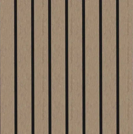 Wide slat walnut wood veneer acoustic wall panels 240x30cm UK interior


