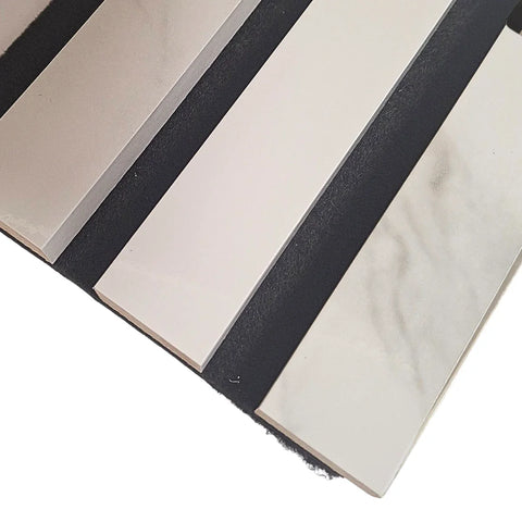 Marble-effect acoustic wall panels with felt backing

