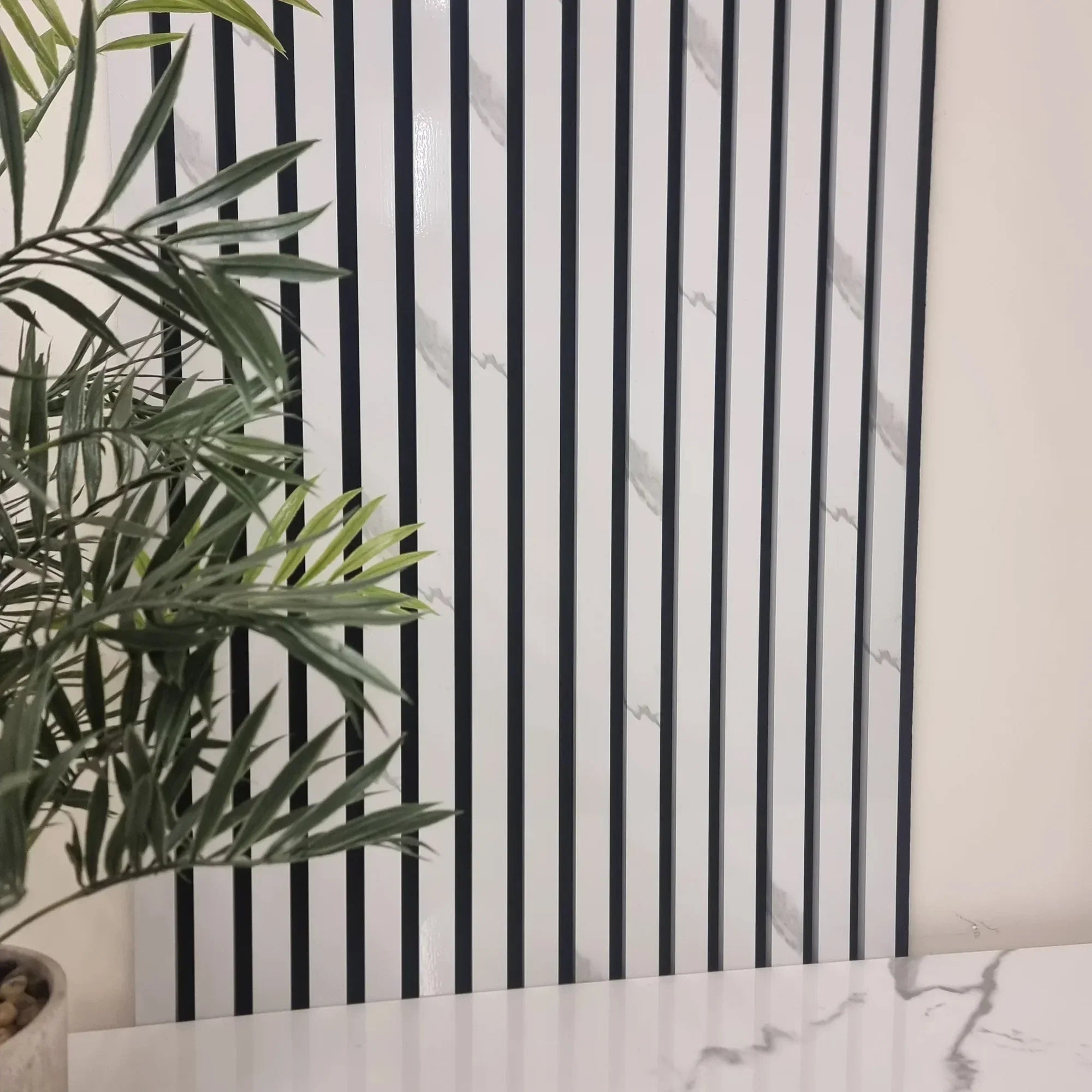 White marble acoustic slat wall panels 240x32cm UK

