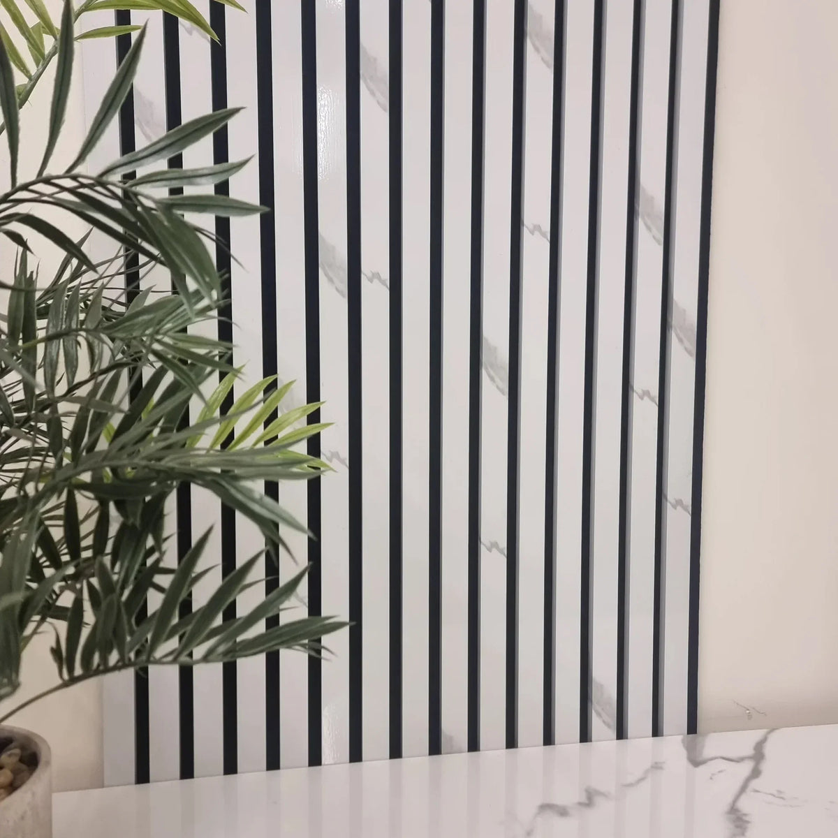 White marble acoustic slat wall panels 240x32cm UK


