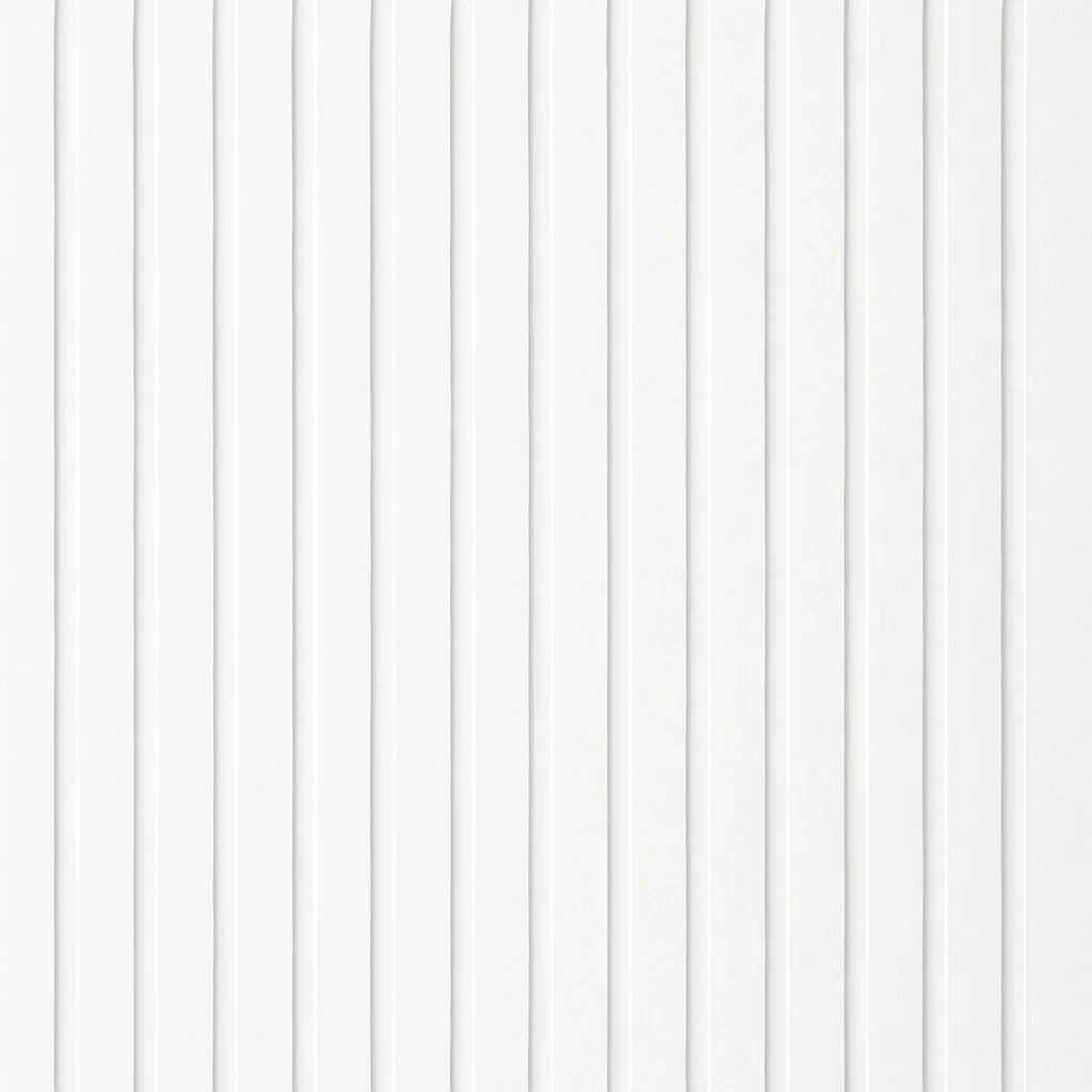 White on white felt acoustic slat wall panels 240x32cm UK modern interior

