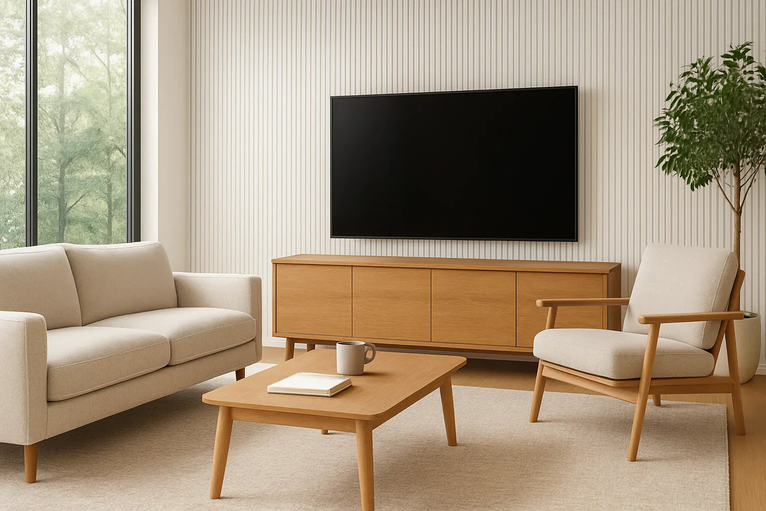 Crisp white acoustic wall panels for minimalist décor

