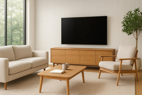 Crisp white acoustic wall panels for minimalist décor

