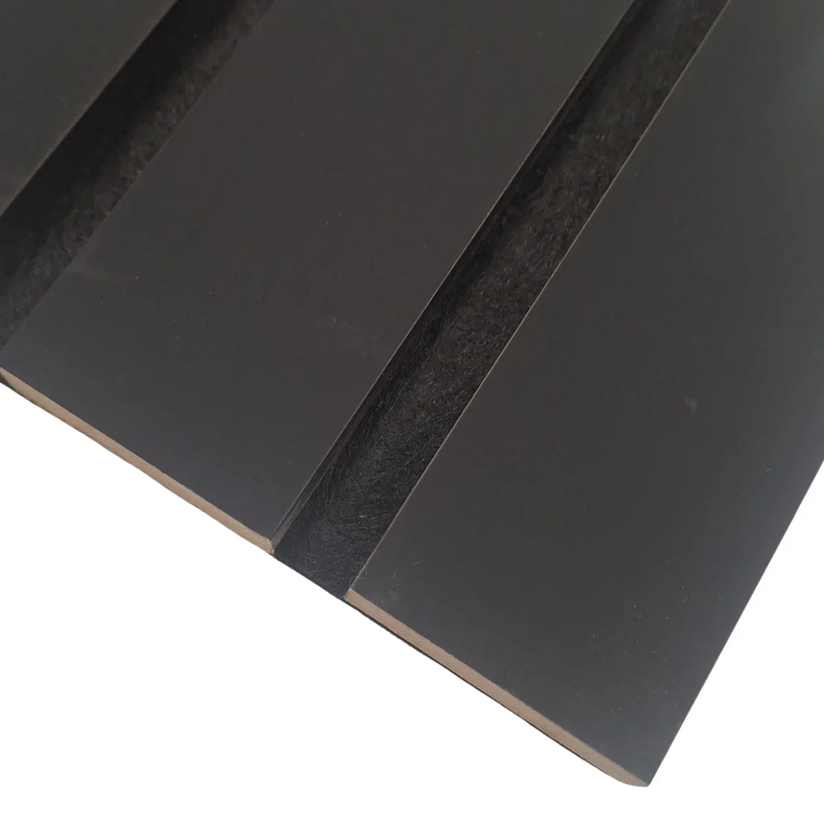 Black wide slat acoustic wall panels 240x30cm UK

