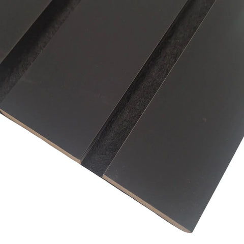 Black wide slat acoustic wall panels 240x30cm UK

