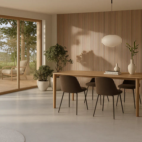 Premium oak acoustic wall panel vertical wood slats Prime Furnishing UK

